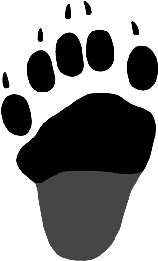 Bear Paw Print Silhouette in Black and Grey