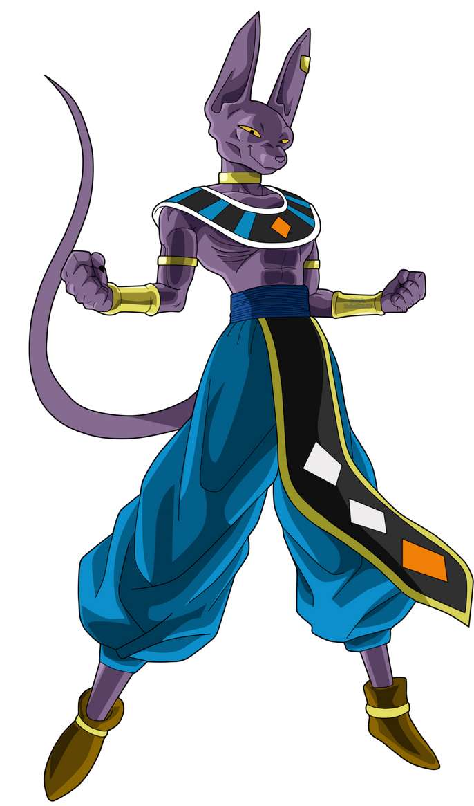 Beerus Anime Fighting Stance with Purple Fur