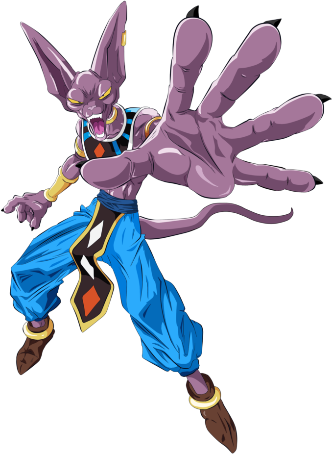 Purple Anime God Reaching Out with Giant Hand