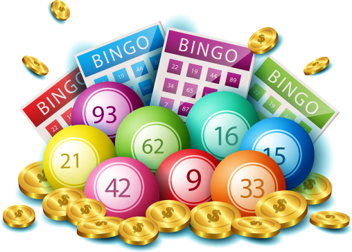 Colorful Bingo Balls and Gold Coins