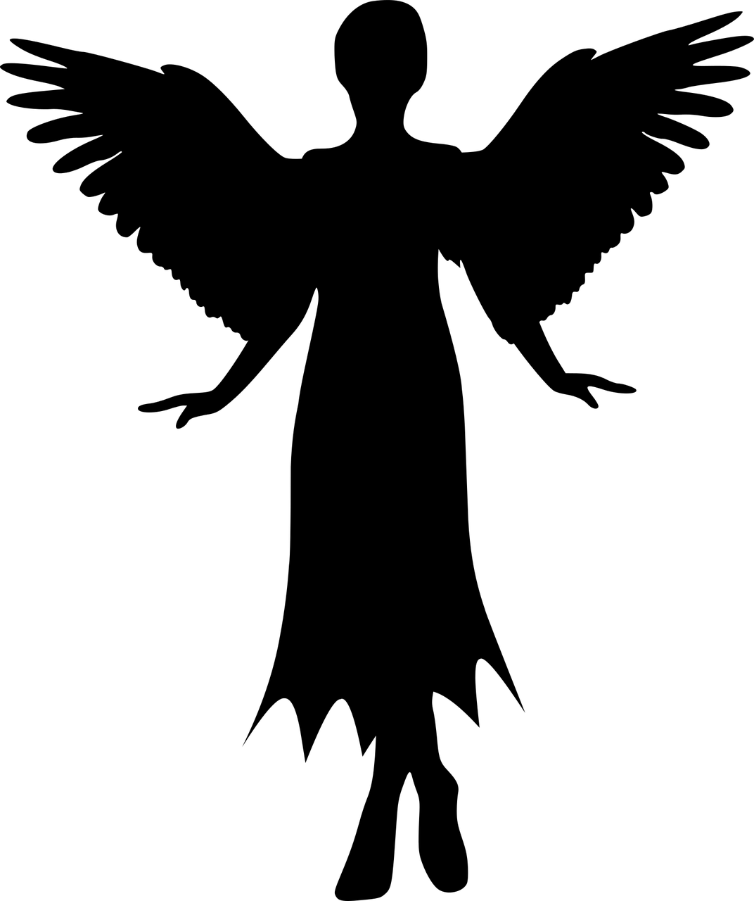 Black Angel Silhouette with Outstretched Wings