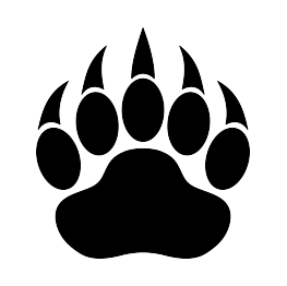 Black Bear Paw Print with Sharp Claws