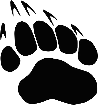Black Bear Paw Print with Sharp Claws