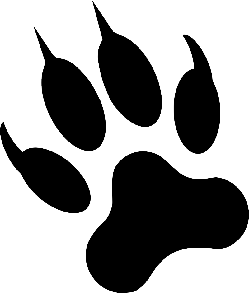Black Paw Print with Curved Claws