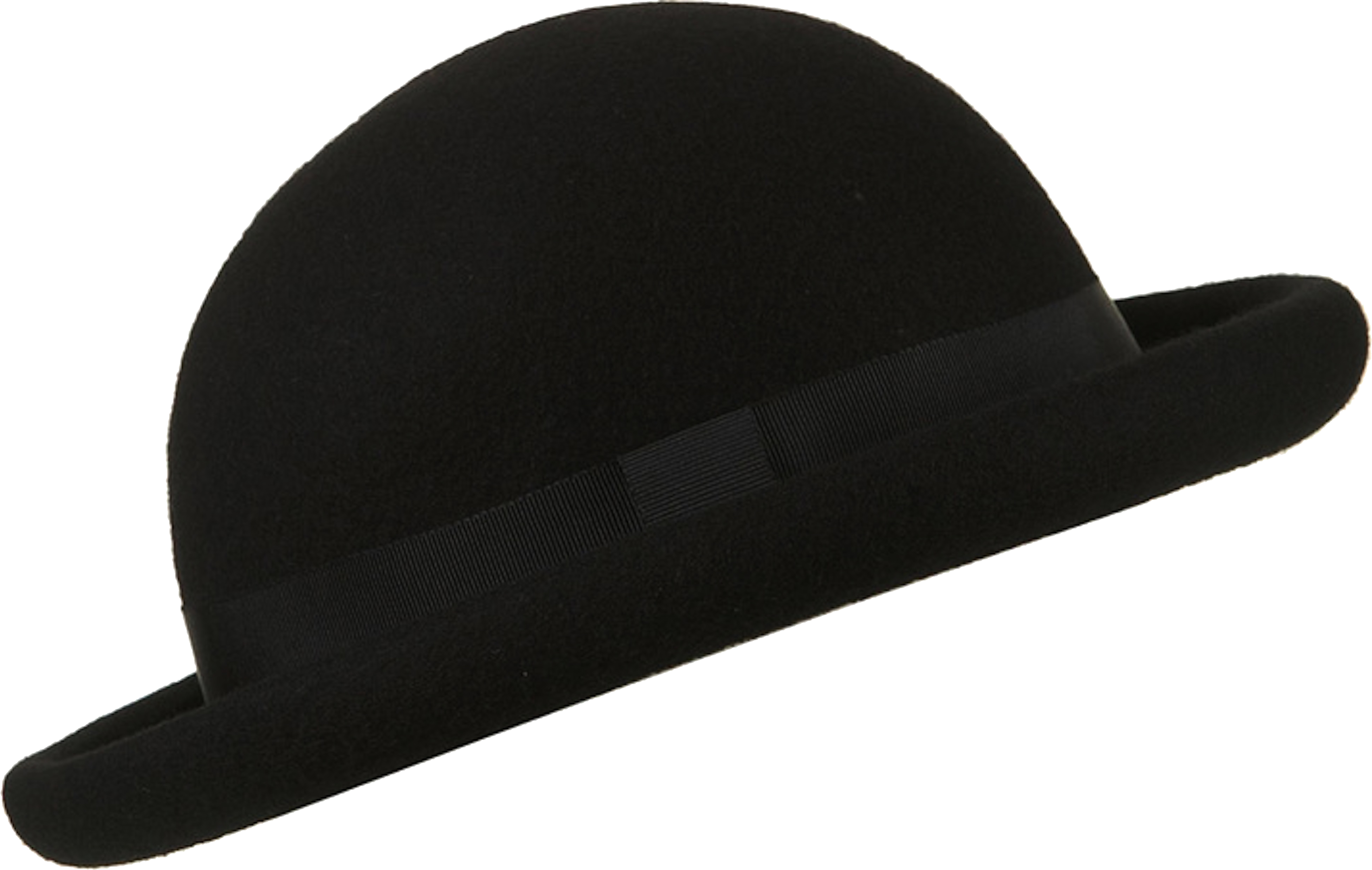 Black Felt Bowler Hat with Ribbon Band