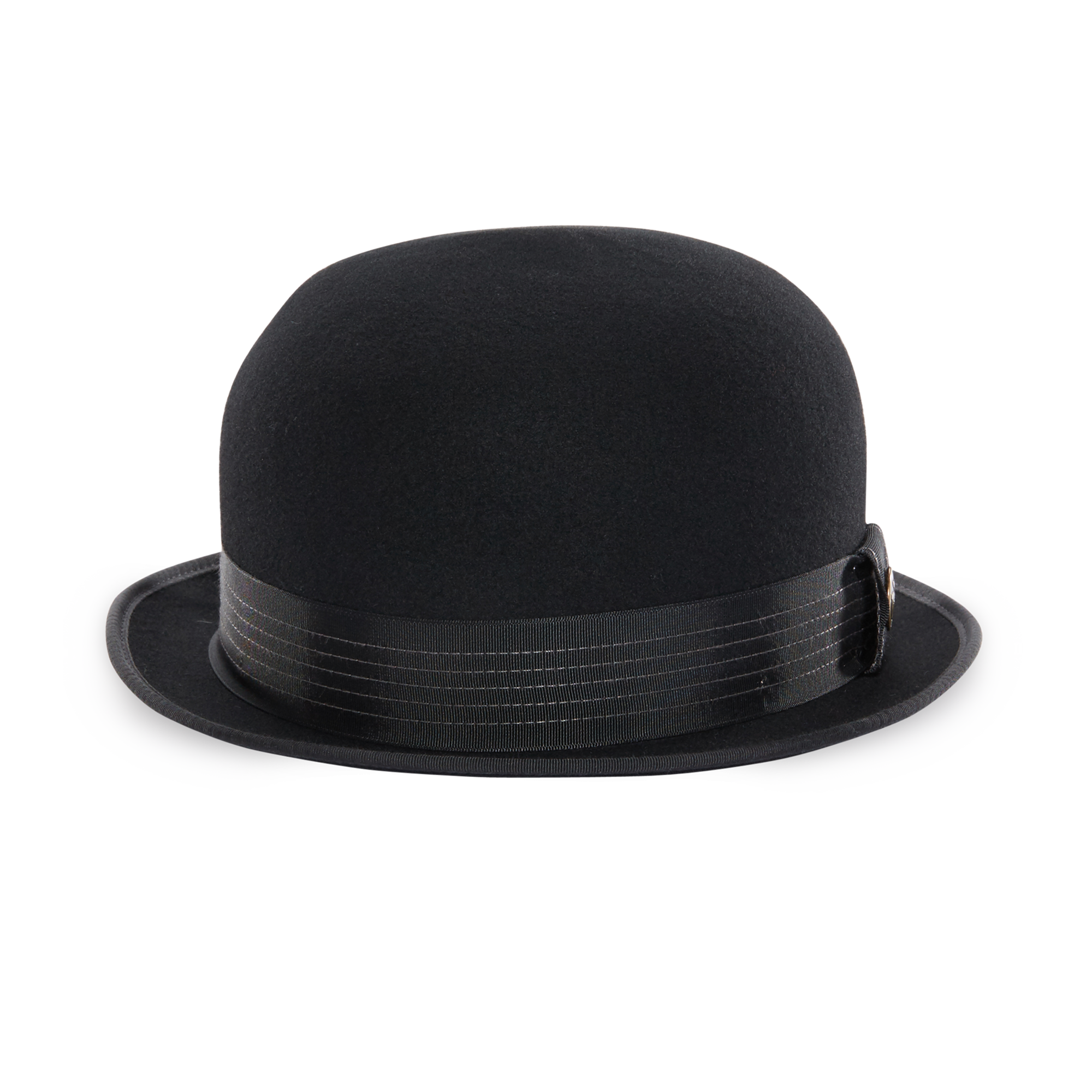 Black Felt Bowler Hat with Ribbon Band