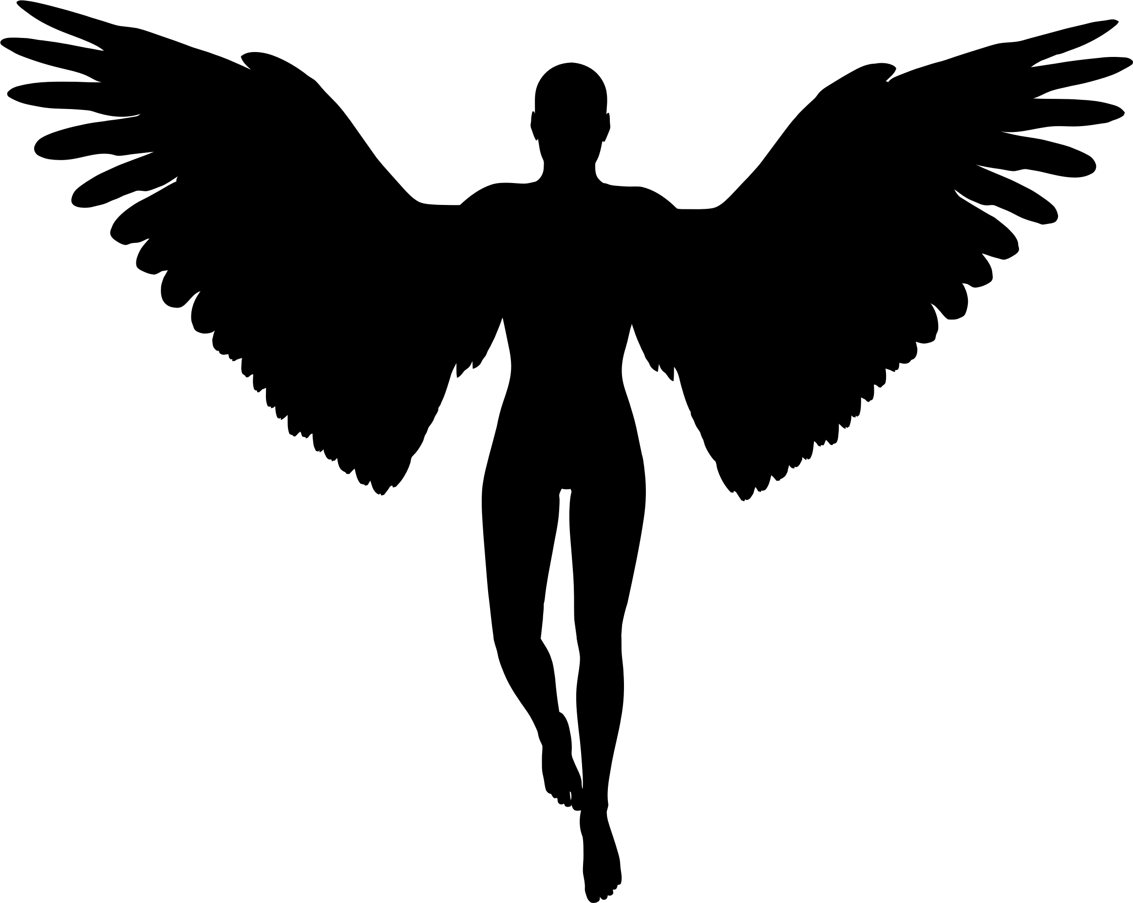 Black Angel Silhouette with Spread Wings