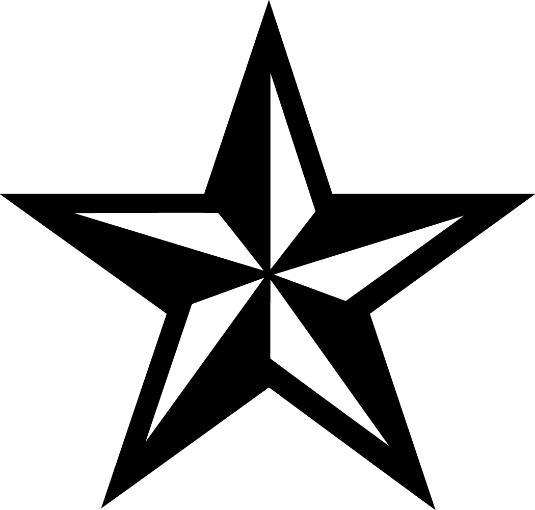Black Nautical Star with Inner Compass Lines