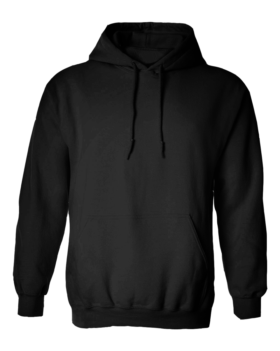 Black Hoodie with Front Pocket and Drawstrings