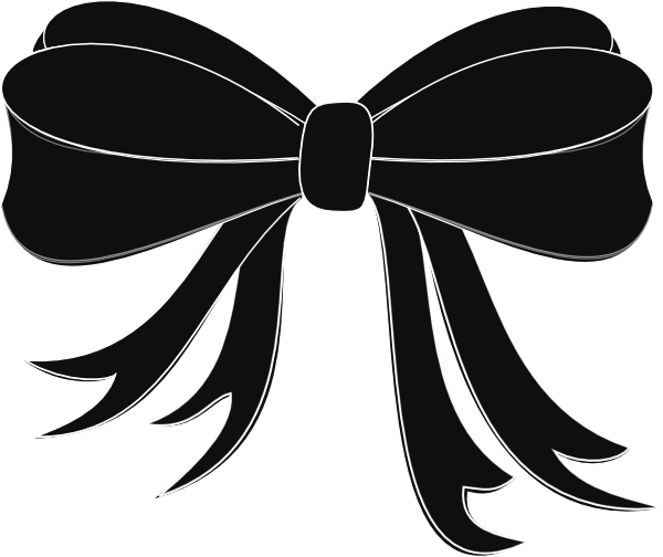 Black Silhouette Ribbon Bow with Long Tails