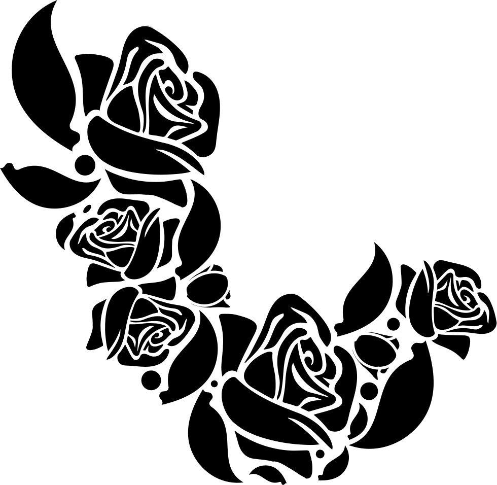 Black Roses Floral Corner Silhouette Design