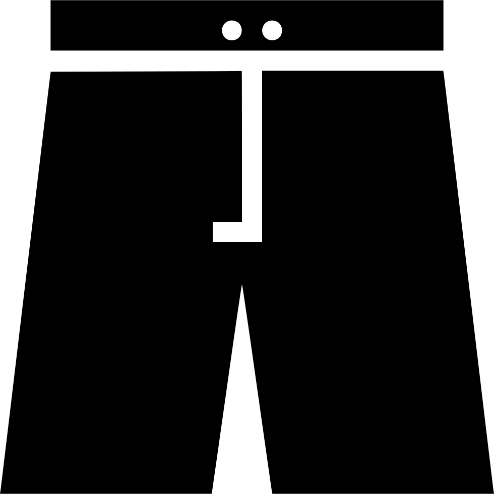 Solid Black Shorts Icon with Waistband Buttons