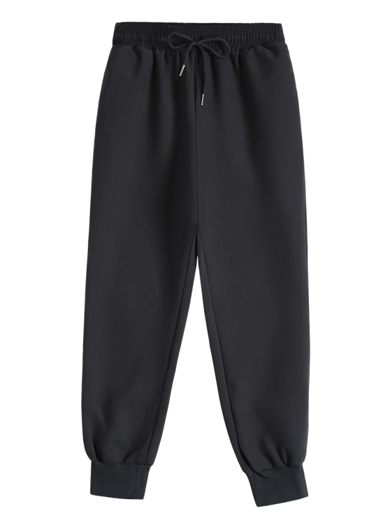 Black Jogger Pants with Cuffed Ankles