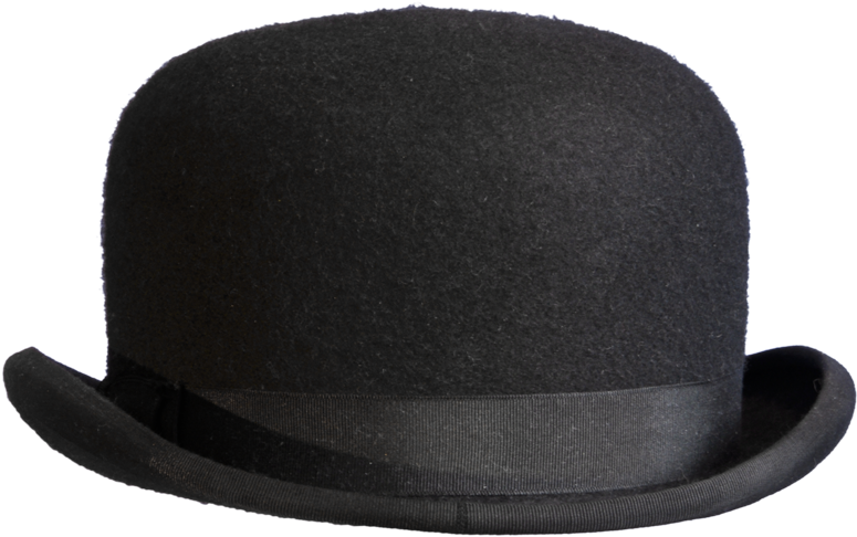 Black Felt Bowler Hat with Grosgrain Band