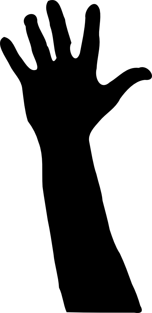 Solid Black Raised Hand Silhouette