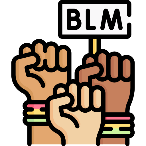 Raised Fists Holding BLM Sign Icon