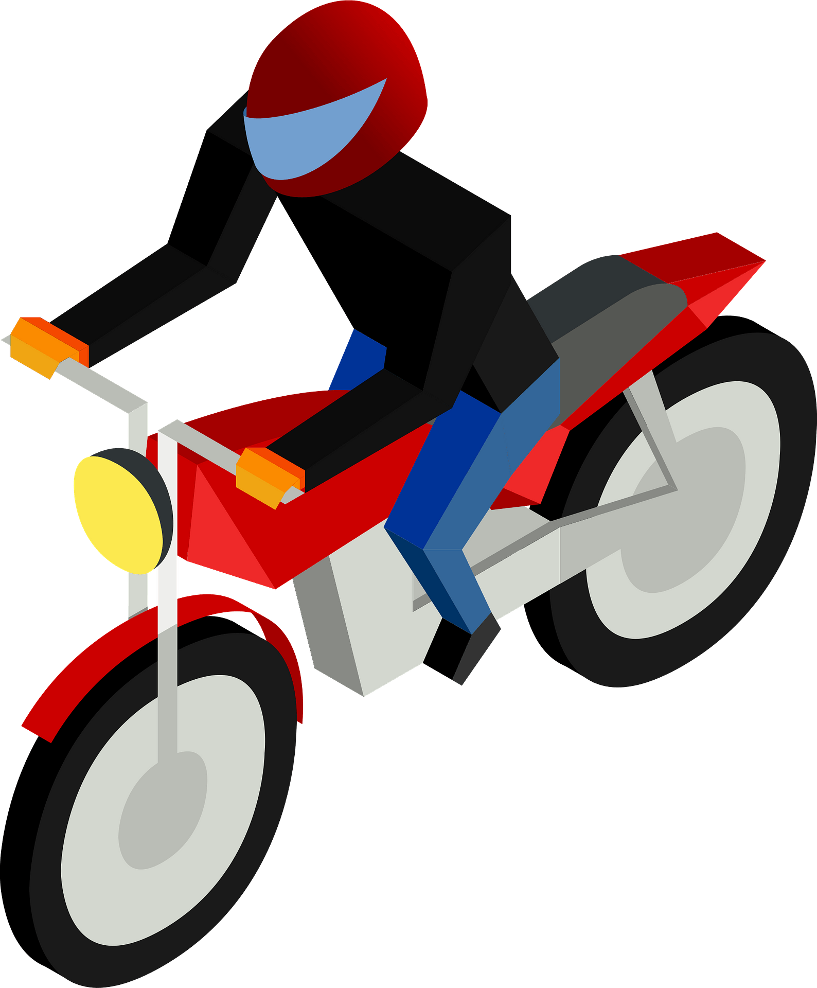 Isometric Rider on Red Dirt Bike