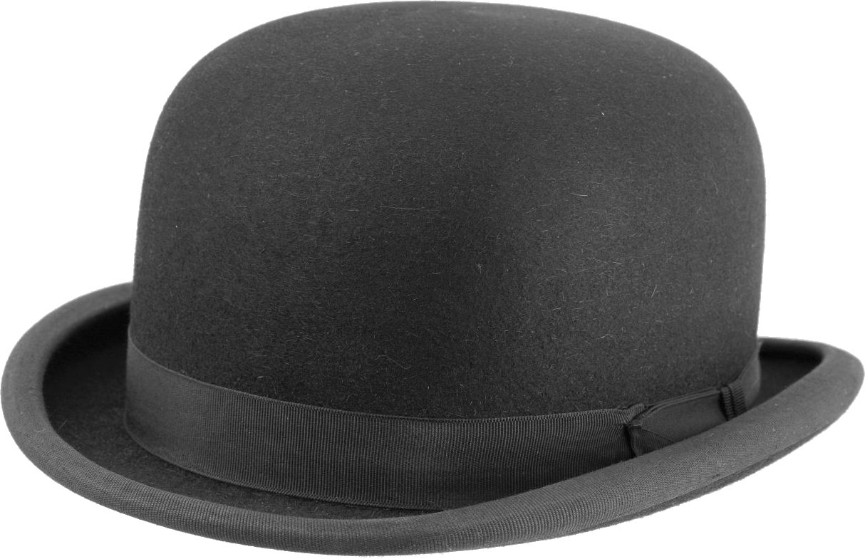 Black Felt Bowler Hat with Grosgrain Band