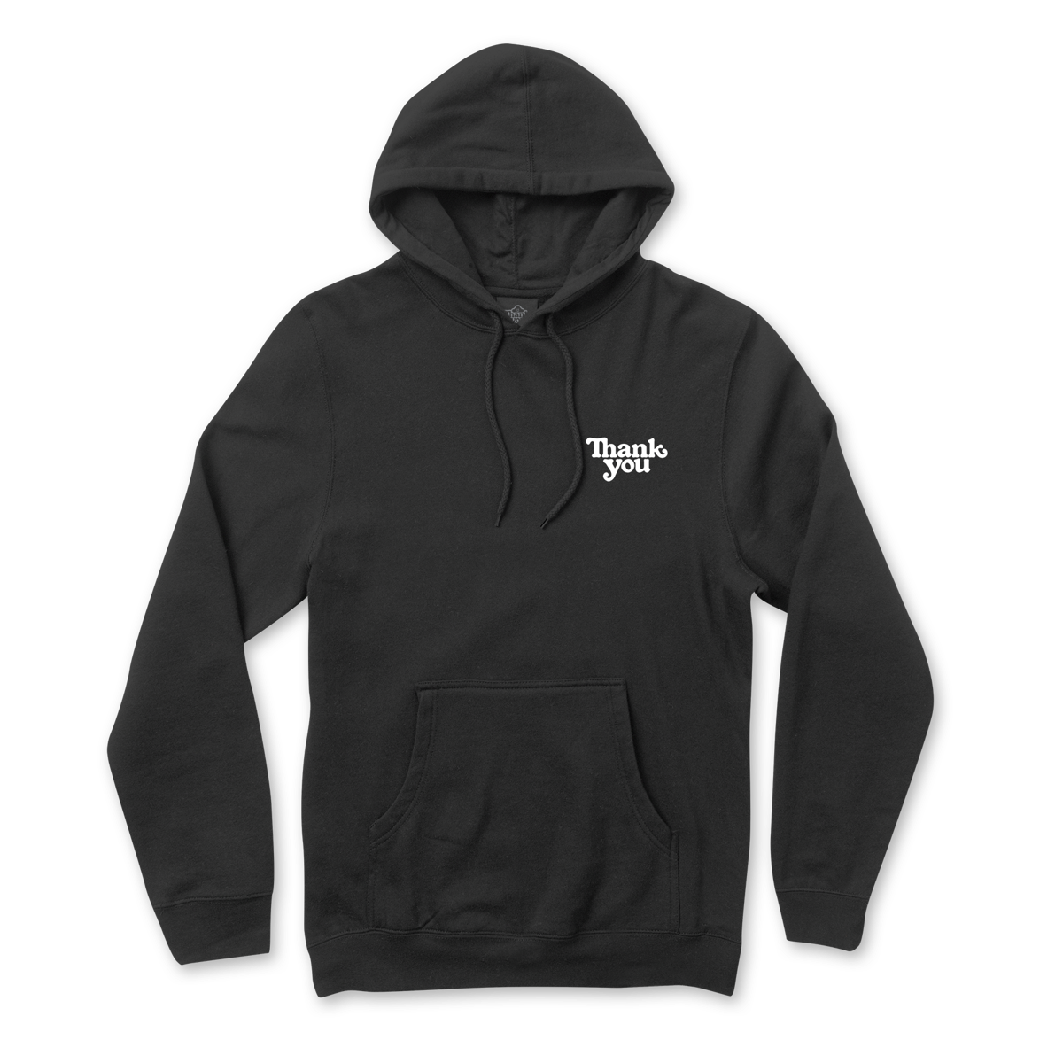 Black Hoodie with White Thank You Chest Print
