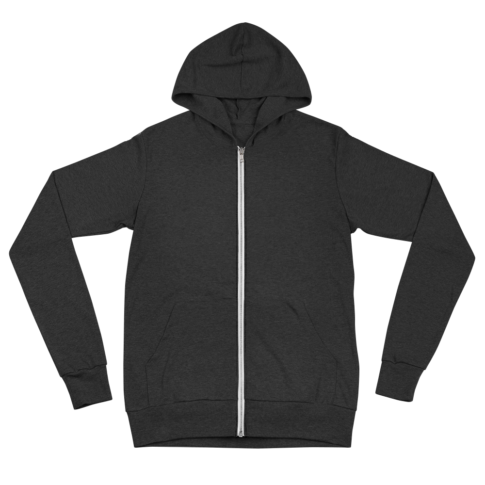 Charcoal Zip Hoodie with Silver Zipper
