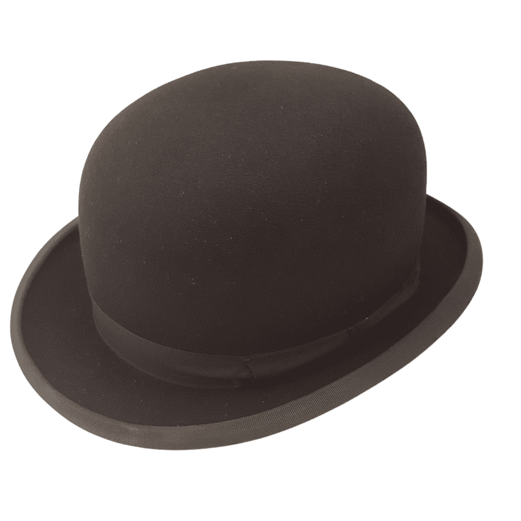 Dark Brown Felt Bowler Hat with Grosgrain Band
