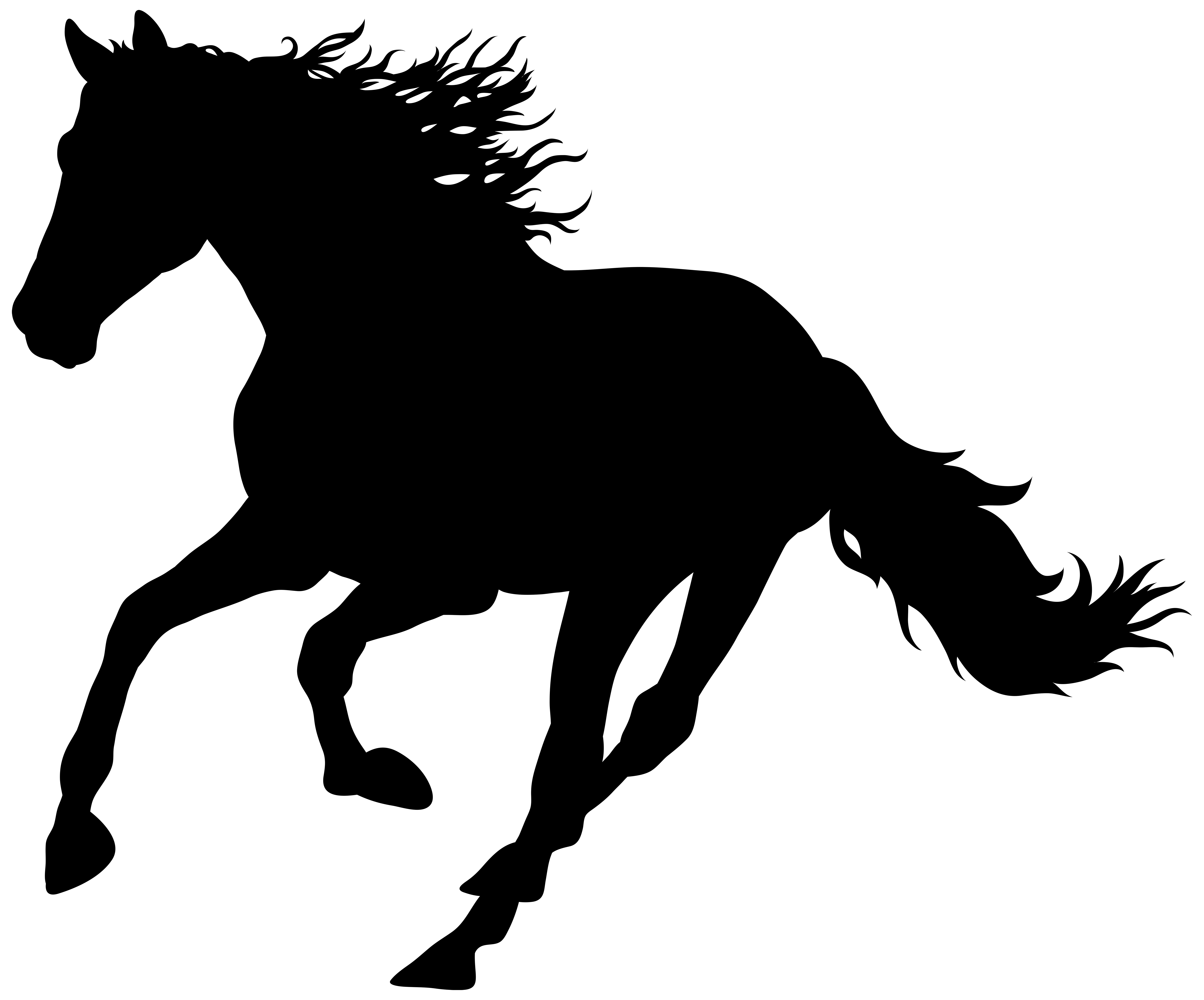 Galloping Horse Silhouette with Flowing Mane