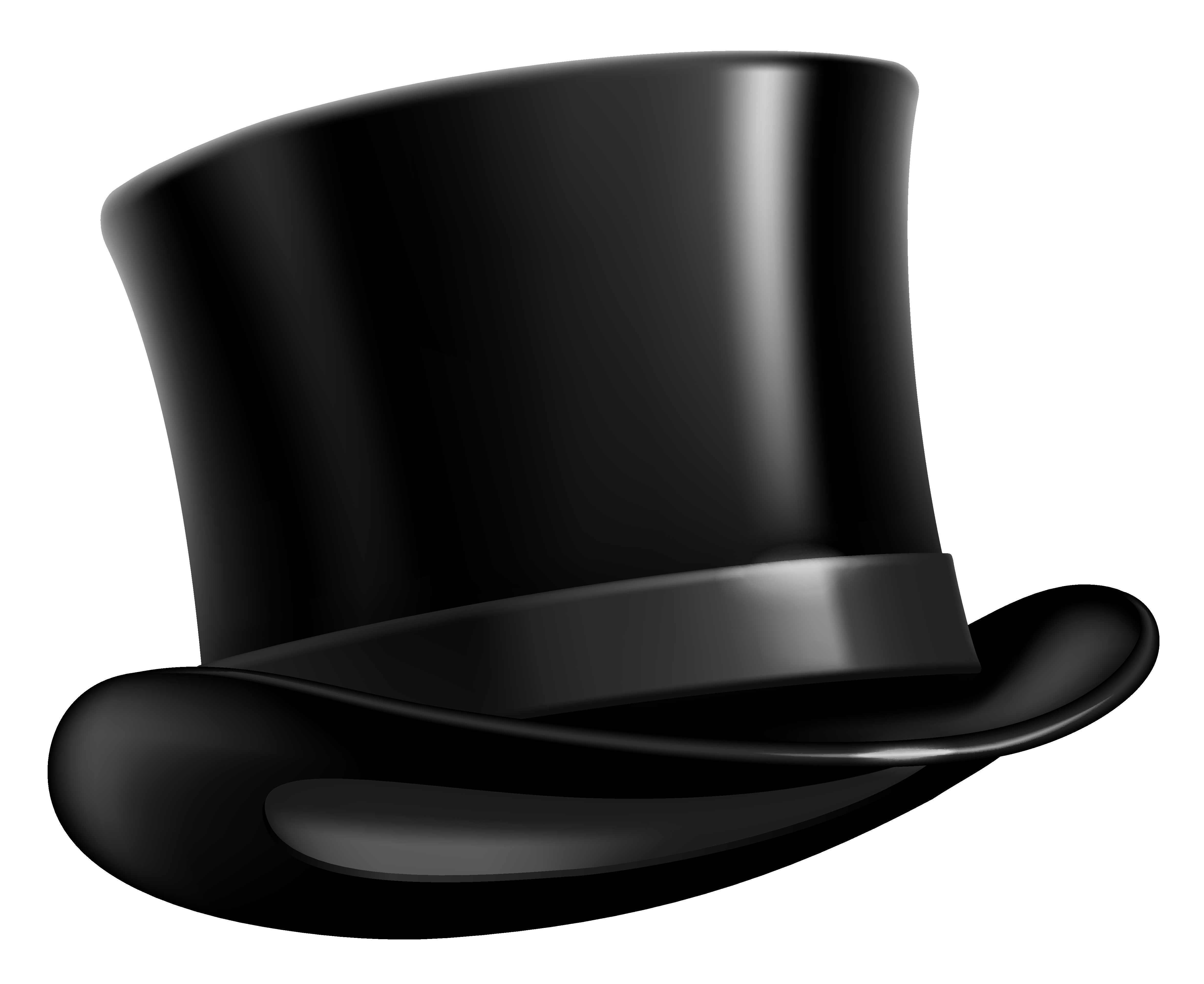 Glossy Black Top Hat with Shiny Band