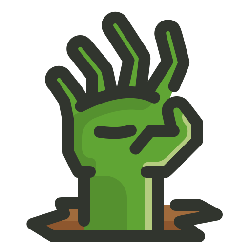 Green Zombie Hand Rising from Grave
