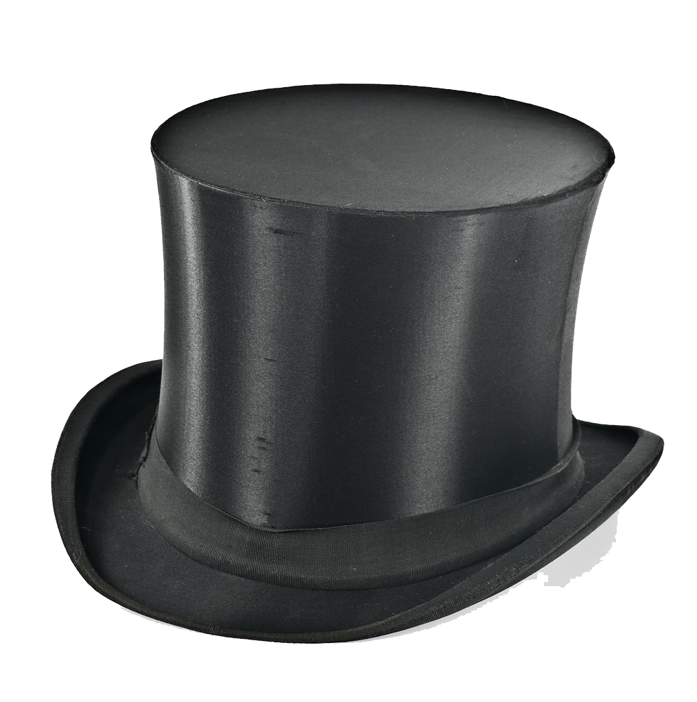 Black Satin Top Hat with Curved Brim