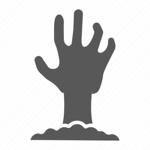 Grey Zombie Hand Rising from Grave