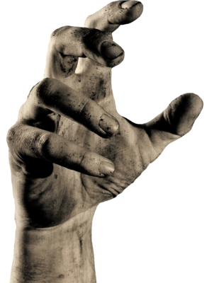 Grimy Sepia Zombie Hand Reaching Upward
