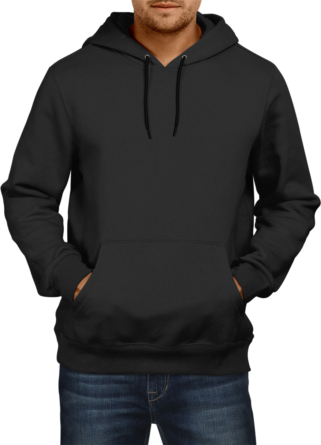 Black Pullover Hoodie with Kangaroo Pocket