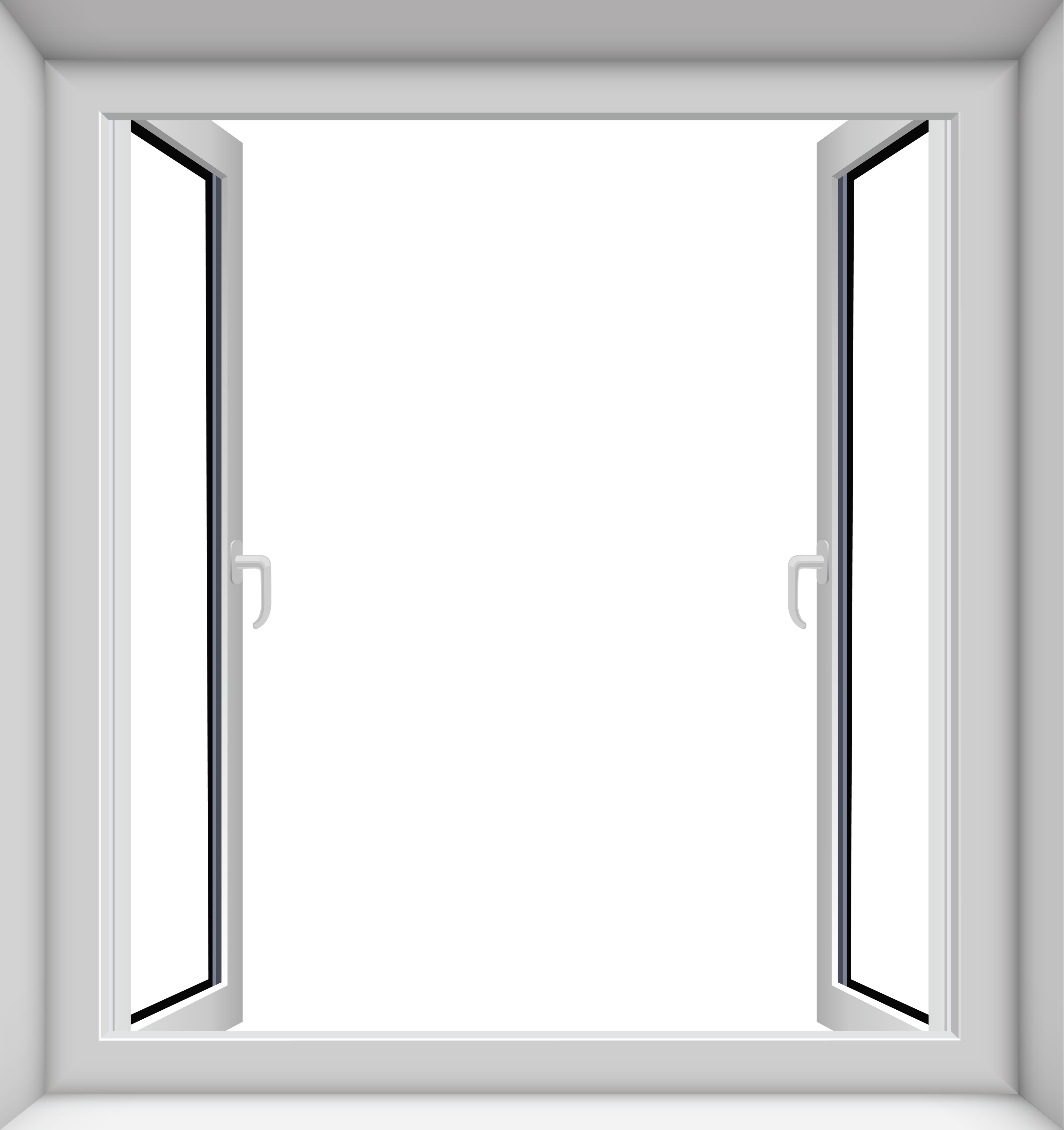 Open Double Casement White Window Frame