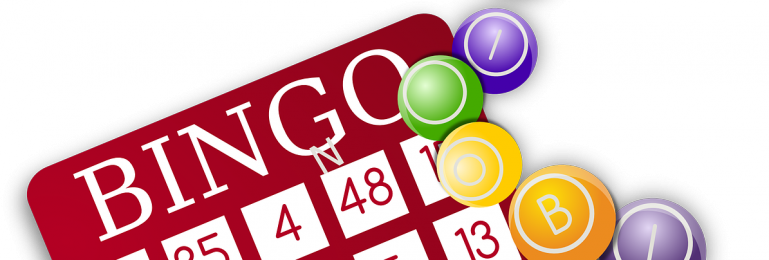 Red Bingo Card with Glossy Colored Balls