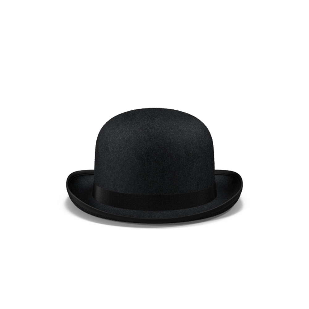 Black Felt Bowler Hat with Ribbon Band