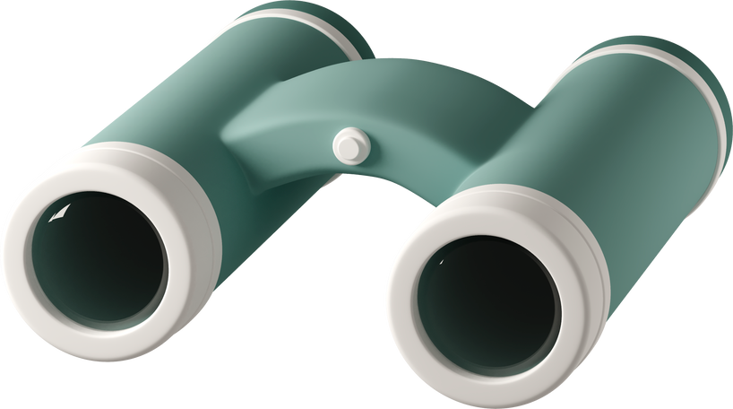 Teal Binoculars with White Rim Rendering