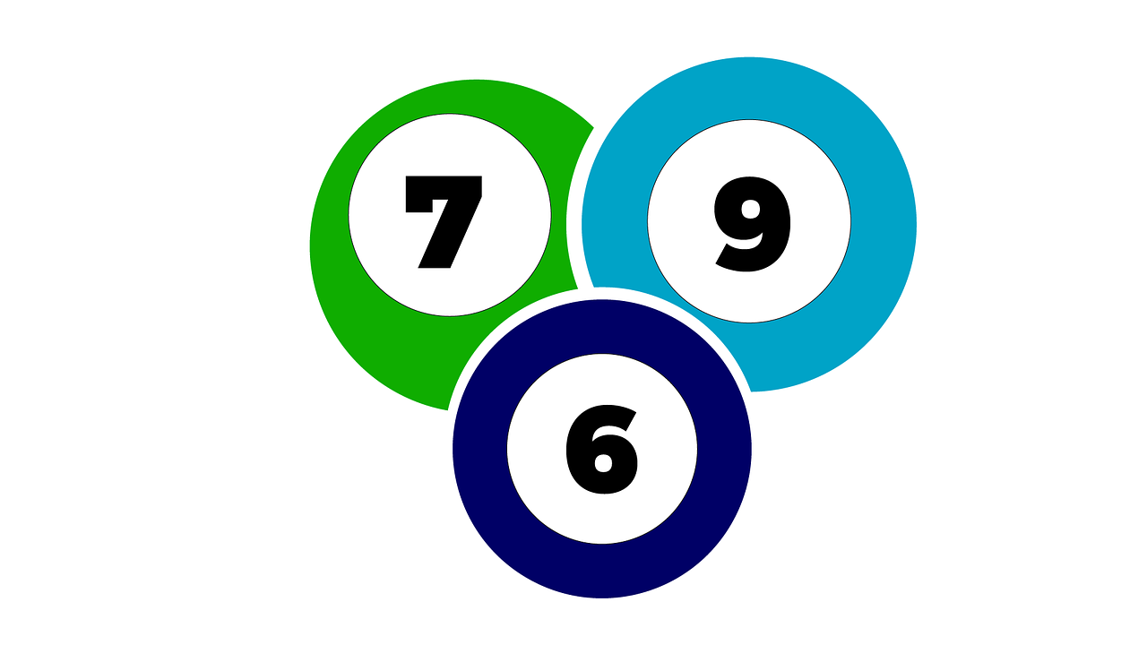 Three Colorful Bingo Balls Numbered 7 9 6