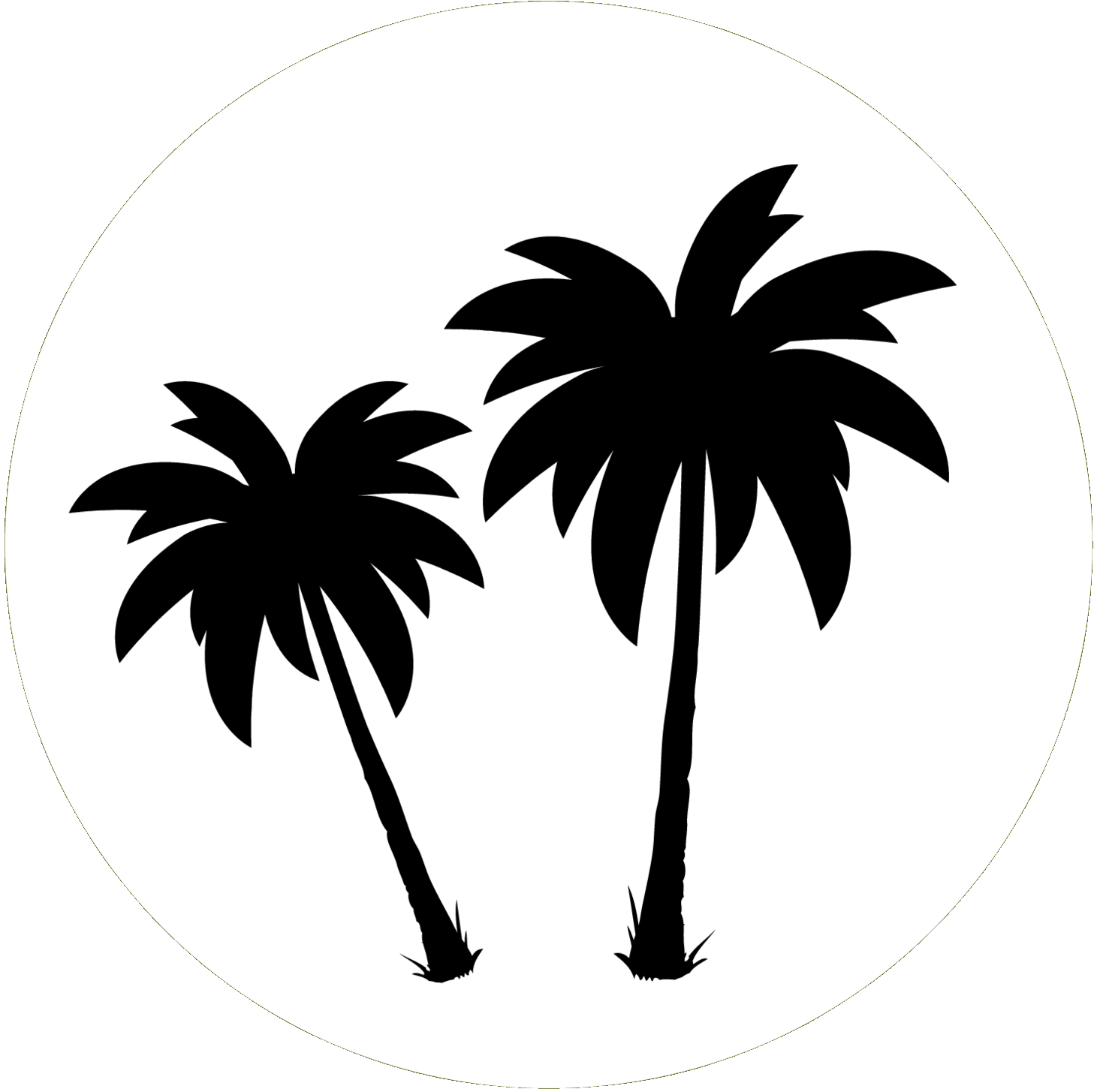 Black Palm Tree Silhouettes in Circle