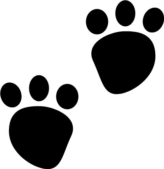 Two Black Paw Print Silhouettes Diagonal Pair