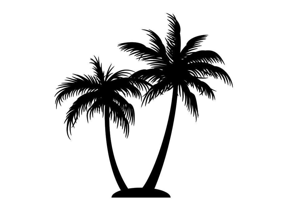 Twin Palm Trees Black Silhouette Design