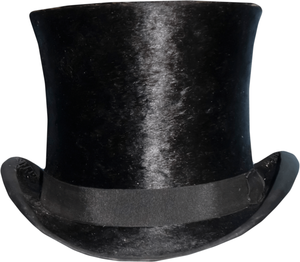 Black Felt Top Hat with Grosgrain Band