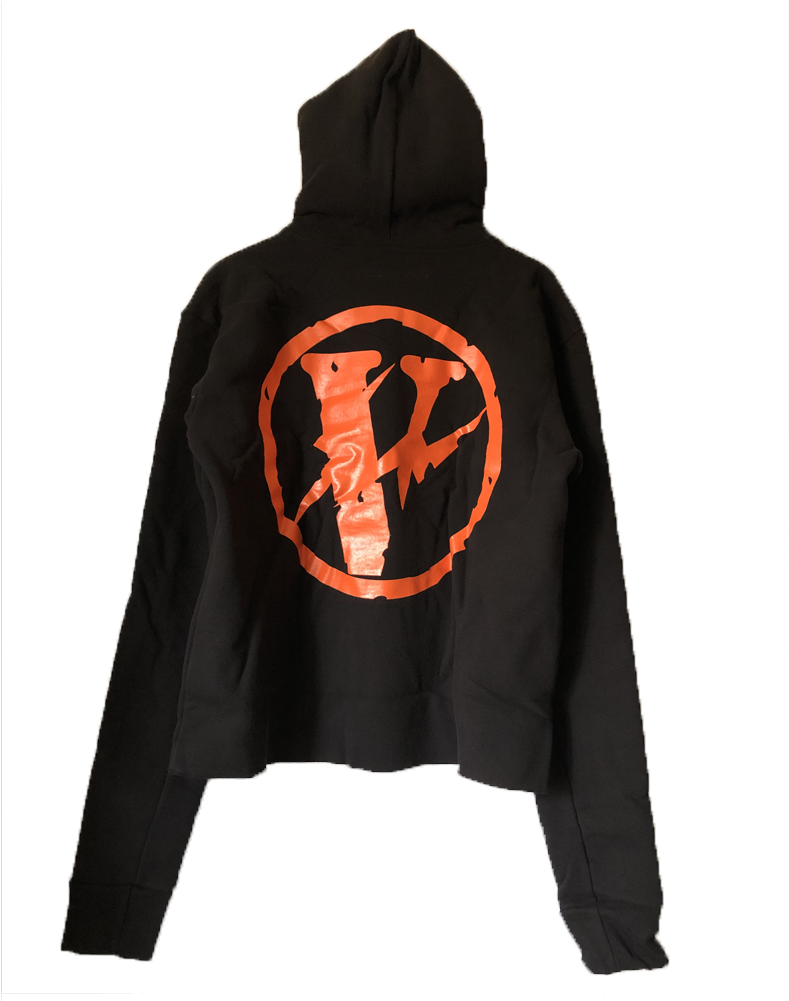 Black Hoodie with Orange Circle Logo Print