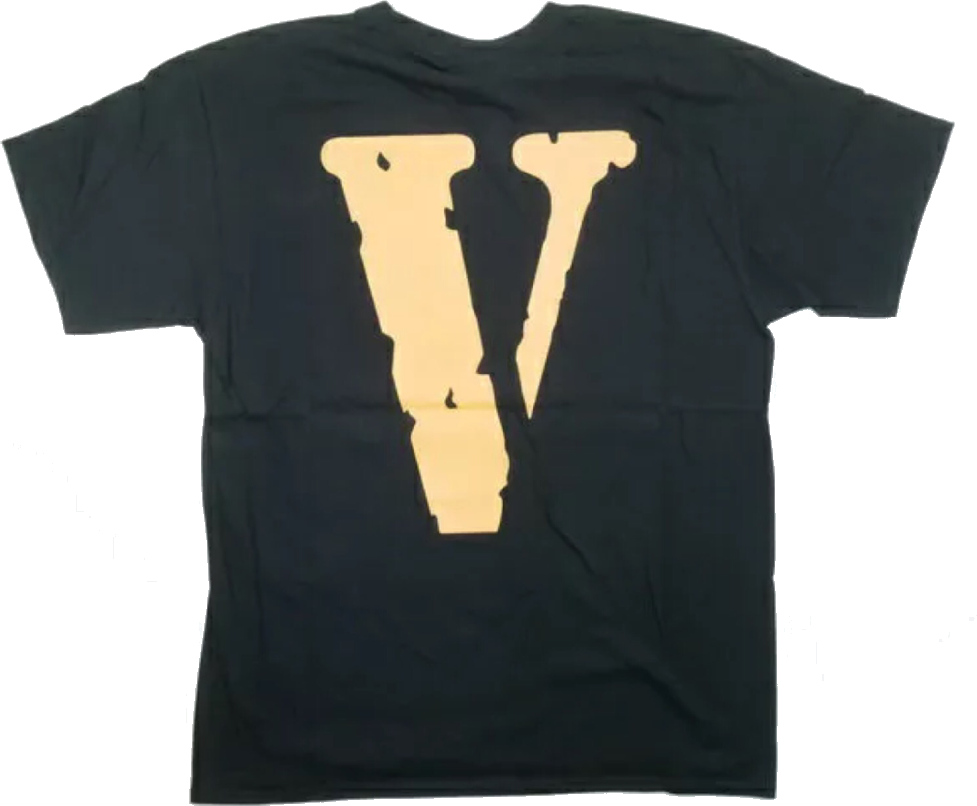 Black Tee with Cream Oversized V Print