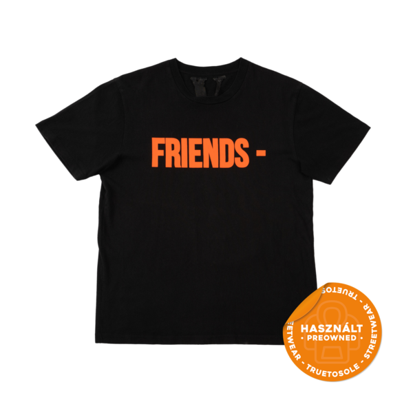 Black T-Shirt with Bold Orange FRIENDS Print