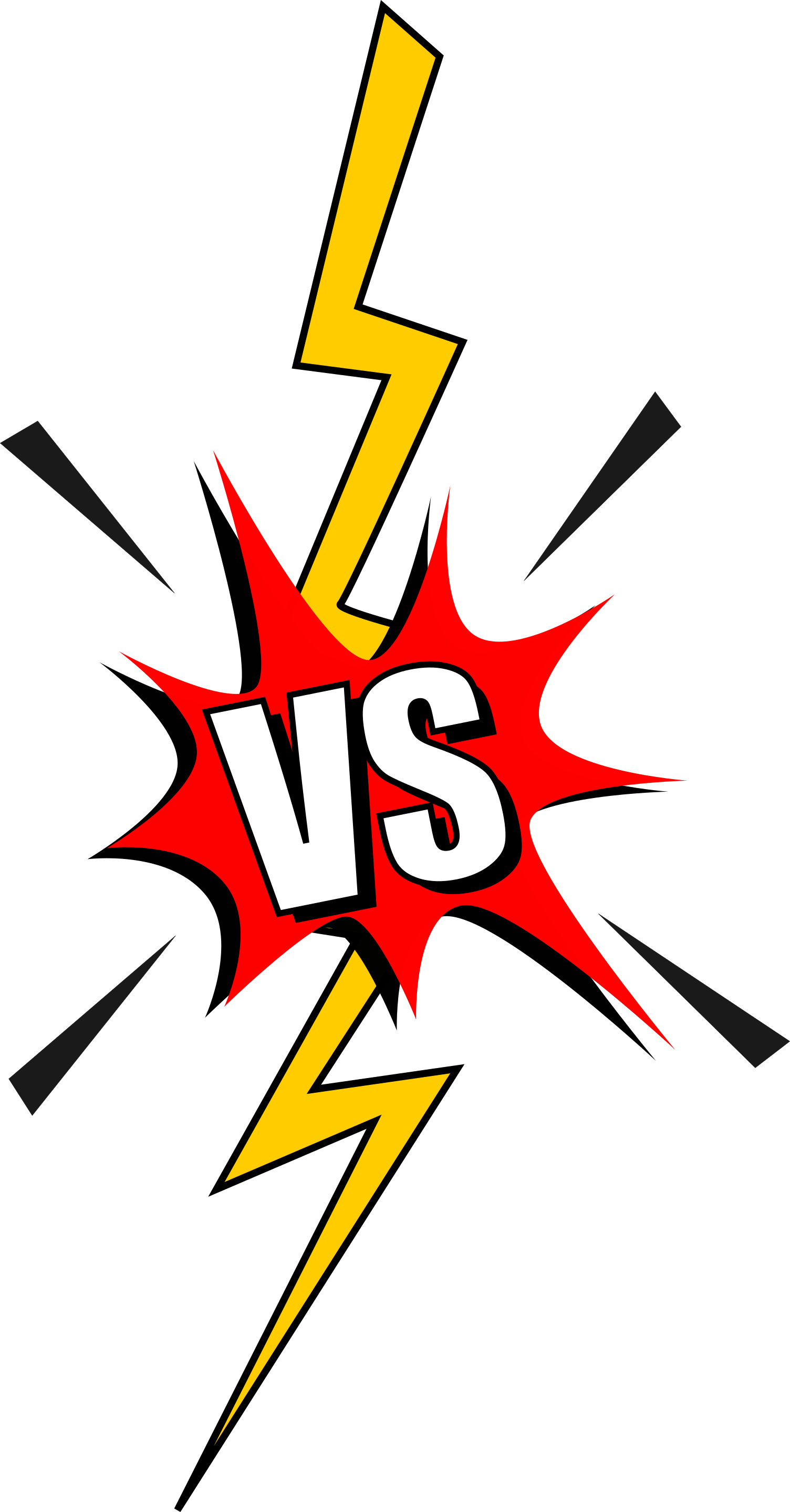 Comic VS Burst with Yellow Lightning Bolts