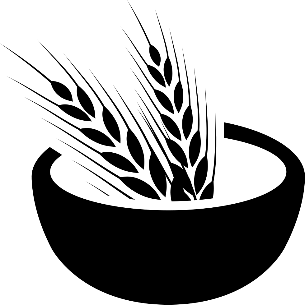 Black Wheat Ears in Bowl Icon