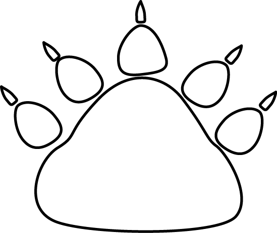 Black Outline Paw Print with Five Toes