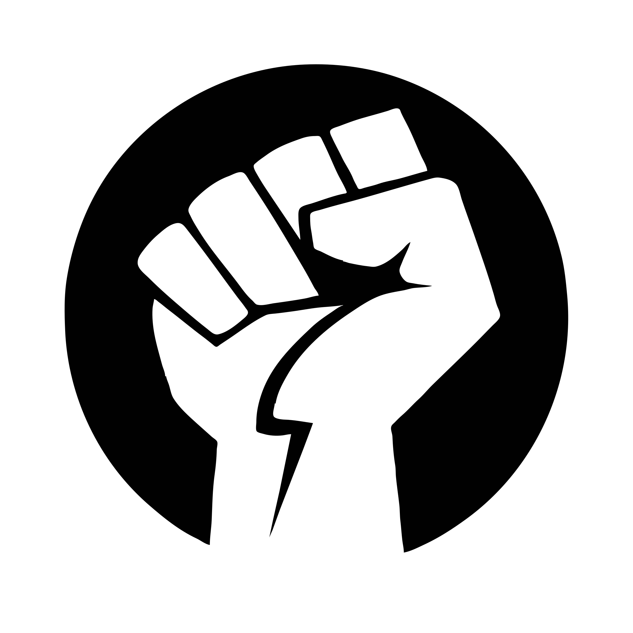 Raised White Fist in Black Circle