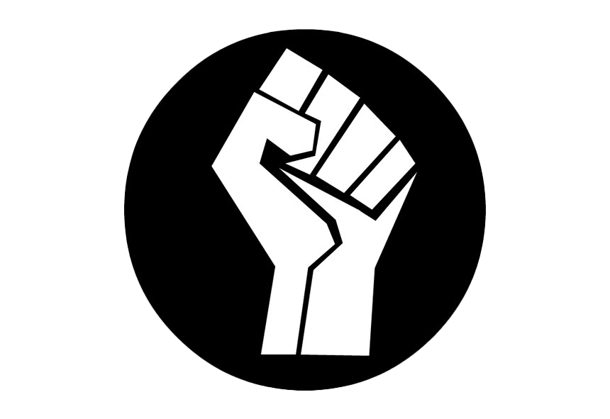 Raised White Fist on Black Circle