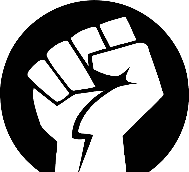 Raised White Fist on Black Circle